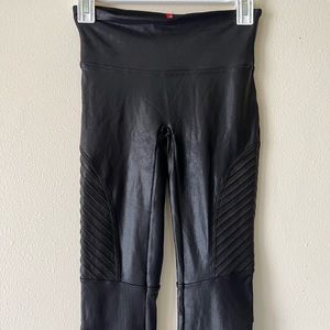 spanx faux leather moto leggings